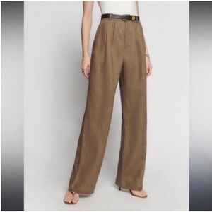 Reformation Olive Brown Wide-Leg Trousers